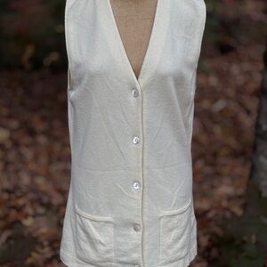 Elegant Cream V-Neck Sweater Vest